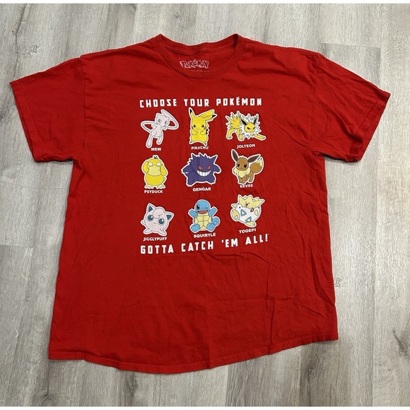 Pokemon Other - Pokémon T-shirt, Red W/Graphics. Choose Your Pokémon, Men's Size XL